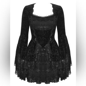 Dark in Love “Coquette Flocked Vampire Velvet Dress”
